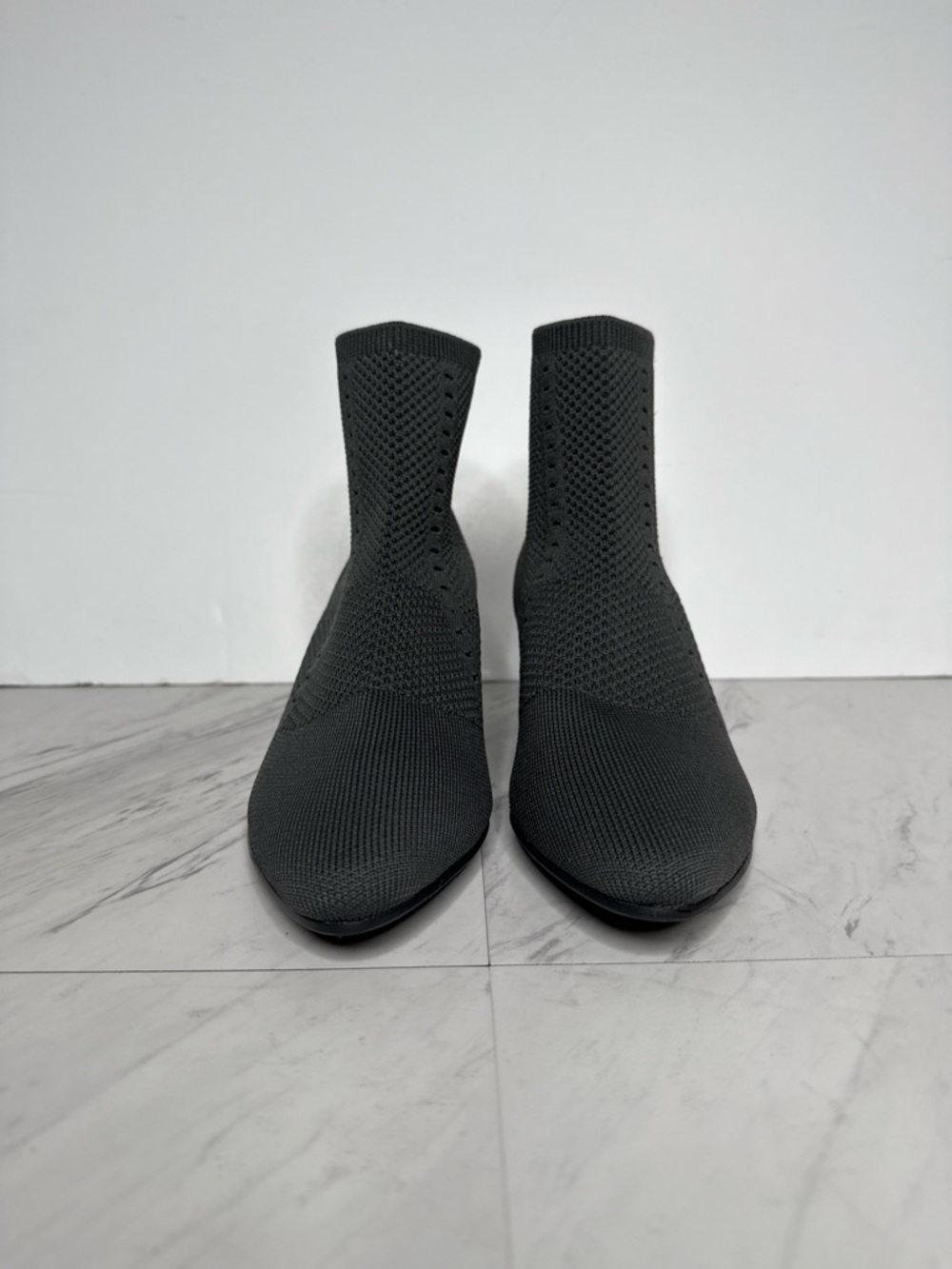 Eileen Fisher Honey Gray Knit Stretch Bootie 9 1/2 - Picture 2 of 13